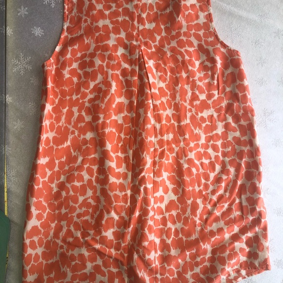 J Crew XS Orange Ivory gold btn Blouse Silk - Picture 4 of 6